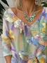 Butterfly Loose V Neck Casual T-Shirt