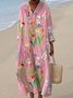 Women's Vintage Flowers Print Casual Long Sleeve Dress