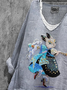 Animal Linen Blend Vintage Loose Shirt