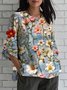 Crew Neck Linen Blend Loose Simple Shirt