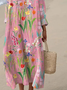 Women's Vintage Flowers Print Casual Long Sleeve Dress