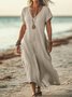 Casual Plain V Neck Maxi Dress