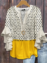 Contrast Stitching Regular Fit Boho Blouse