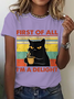First Of All I'm A Delight Sarcastic Angry Cat Coffee Lover Cotton T-Shirt