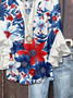 Women's Half Sleeve Shirt Summer White Independence Day (Flag) Printing V Neck Daily Going Out Casual Top