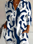 Women's Long Sleeve Shirt Spring/Fall White Abstract Buckle Shirt Collar Daily Going Out Casual Top