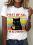 First Of All I'm A Delight Sarcastic Angry Cat Coffee Lover Cotton T-Shirt