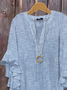 Women's Half Sleeve Shirt Summer Blue Striped Printing V Neck Daily Going Out Casual Top
