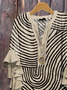 Women's Half Sleeve Shirt Summer Khaki Abstract Stripes Printing V Neck Daily Going Out Casual Top