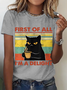 First Of All I'm A Delight Sarcastic Angry Cat Coffee Lover Cotton T-Shirt