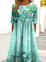 Crew Neck Regular Fit Casual Floral Dress With No