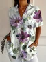 Women's Short Sleeve Shirt Summer White Floral Printing Shirt Collar Daily Going Out Casual Top