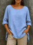 Linen Crew Neck Casual Regular Fit T-Shirt