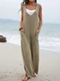 Women's H-Line Tank Crew Neck Daily Going Out Casual Split Joint Plain Summer Long Jumpsuit Romper