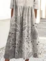 Regular Fit 3D Printing Crew Neck Casual Dress With No