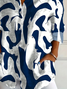 Women's Long Sleeve Shirt Spring/Fall White Abstract Buckle Shirt Collar Daily Going Out Casual Top