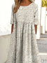 Cotton Casual Floral Dress With No