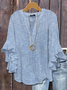 Women's Half Sleeve Shirt Summer Blue Striped Printing V Neck Daily Going Out Casual Top