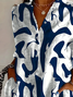 Women's Long Sleeve Shirt Spring/Fall White Abstract Buckle Shirt Collar Daily Going Out Casual Top