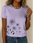 Loose Crew Neck Dandelion Vintage T-Shirt