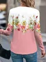 V Neck Casual Jersey Loose Blouse