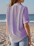Women's Short Sleeve Shirt Summer Purple Striped Printing Shirt Collar Daily Going Out Casual Top