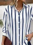 Shirt Collar Loose Striped Vintage Shirt