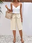 Women's  Elastic Waist H-Line Wide Leg Pants Daily Going Out Pants Apricot Casual Split Joint Plain Summer Pants