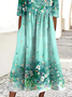 Crew Neck Regular Fit Casual Floral Dress With No