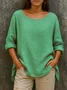 Linen Crew Neck Casual Regular Fit T-Shirt