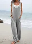 Women's H-Line Tank Crew Neck Daily Going Out Casual Split Joint Plain Summer Long Jumpsuit Romper
