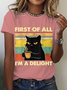 First Of All I'm A Delight Sarcastic Angry Cat Coffee Lover Cotton T-Shirt