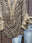 Women's Half Sleeve Shirt Summer Khaki Abstract Stripes Printing V Neck Daily Going Out Casual Top