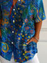 Women's Short Sleeve Shirt Summer Blue Floral Printing Shirt Collar Daily Going Out Casual Top