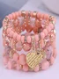 Best-selling Bohemian Alloy Love Pendant Multi-layer Elastic Rope Beaded Bracelet