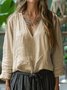 Plain Casual Regular Fit Linen T-Shirt