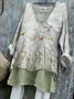 V Neck Regular Fit Casual Cotton Shirt