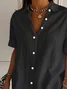 Women's Short Sleeve Shirt Summer Black Plain Printing Shirt Collar Daily Going Out Casual Top