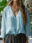 Plain Casual Regular Fit Linen T-Shirt