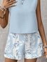 Women's Floral Print Casual Vest Shorts Two-Piece Set