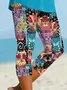 Women's  Elastic Waist H-Line Legging Daily Going Out Pants As Picture Casual Printing Cat Summer Pants