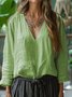 Plain Casual Regular Fit Linen T-Shirt
