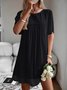 Women's Short Sleeve Summer Apricot Plain Split Joint V Neck Daily Going Out Vintage Mini A-Line Classic Dress