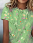 Women's Short Sleeve T-shirt Summer Green Floral Printing Crew Neck Daily Going Out Casual Top