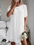 Women's Short Sleeve Summer Apricot Plain Split Joint V Neck Daily Going Out Vintage Mini A-Line Classic Dress