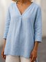 Casual V Neck Plain T-Shirt