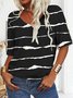 V Neck Loose Jersey Casual T-Shirt