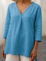 Casual V Neck Plain T-Shirt