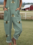 Loose Boho Cartoon Others Bib Pants