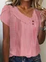 Women's Short Sleeve T-shirt Summer Green Plain Buckle Asymmetrical Daily Going Out Casual Top
